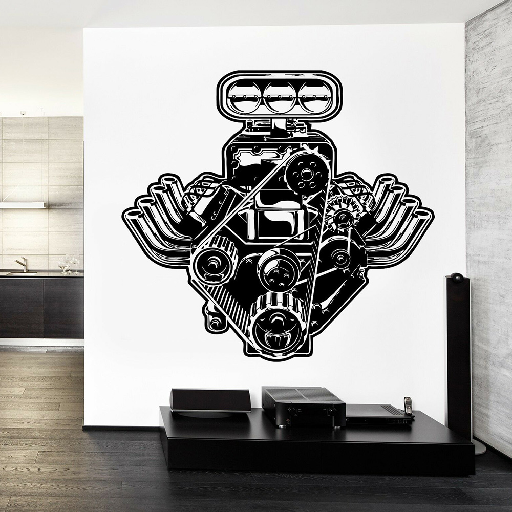 Interior Design Magazine - Auto Motor Motor Muursticker Monteur Auto