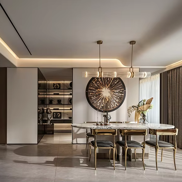 Interior Design And Construction - Sanhai Lichte stijl Interieurontwerp Villa Woonkamer