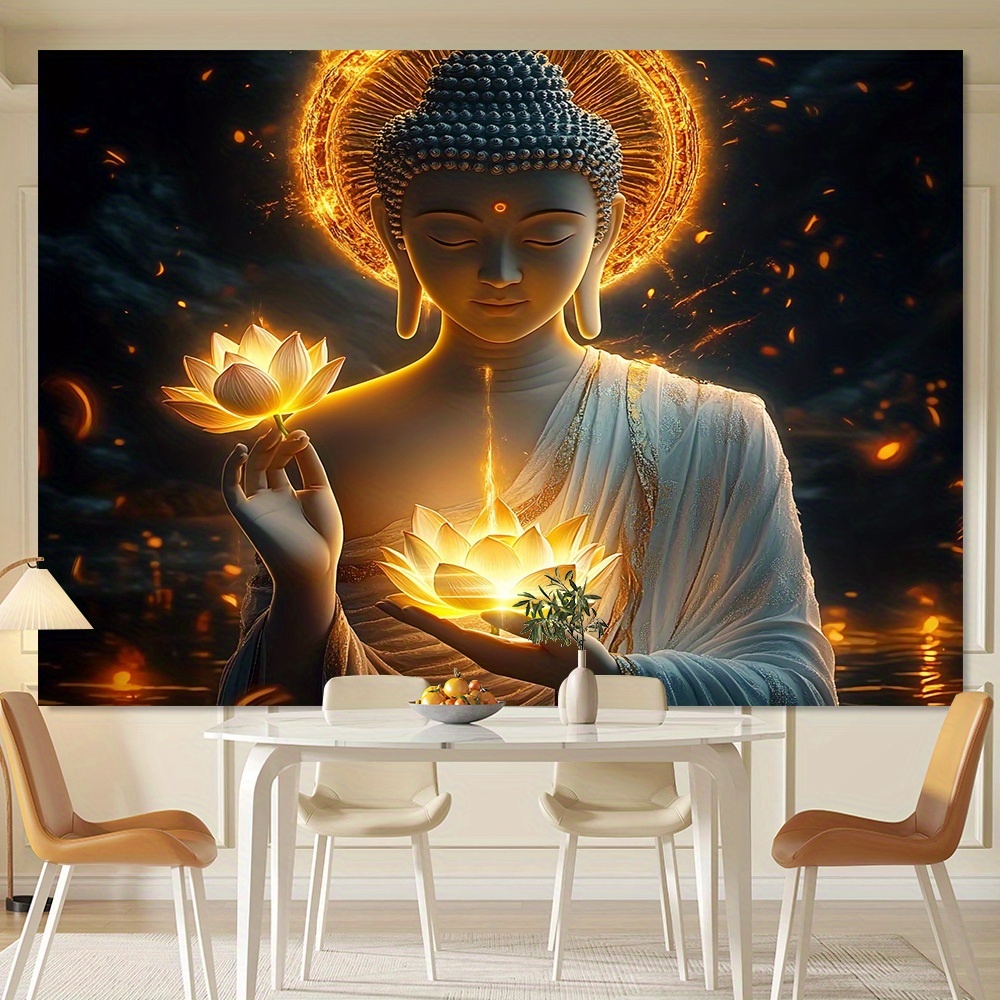 Interior Design Zen - Boeddha met lotusbloem wandkunst spirituele meditatie