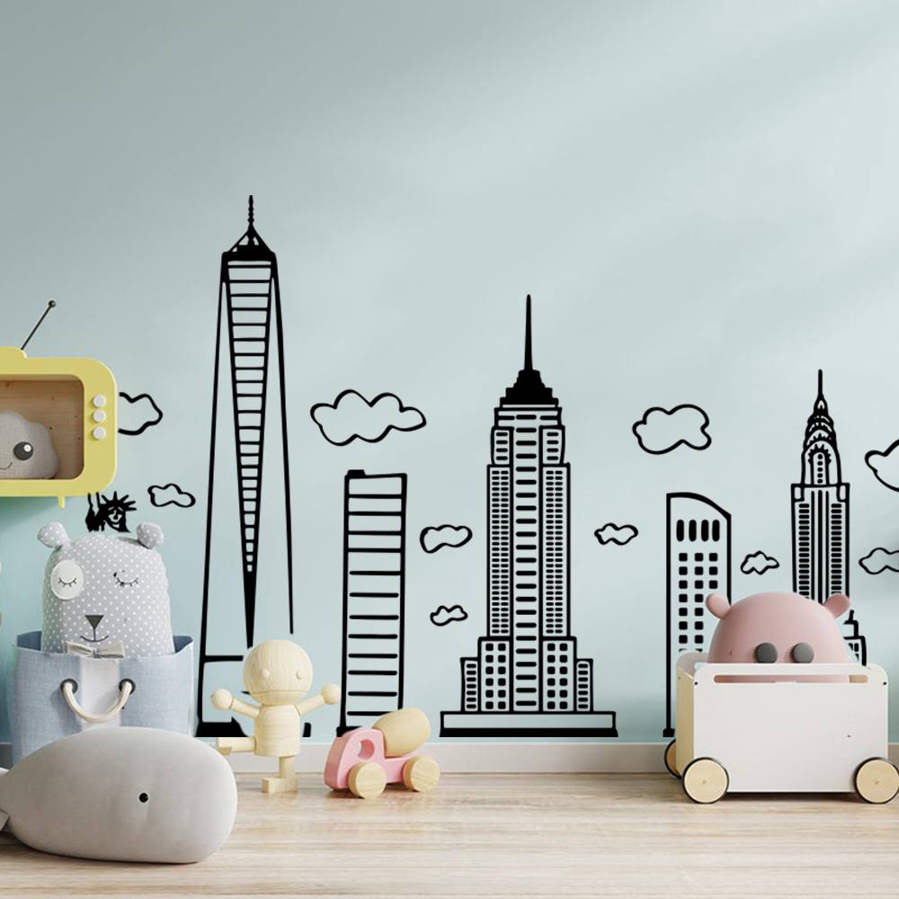 Interior Design Magazine - Grote Doodled New York Skyline Muursticker