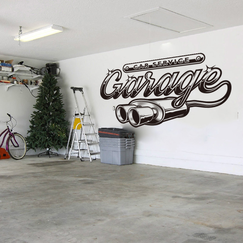 Interior Design Magazine - Retro Auto Service Garage Muur Sticker