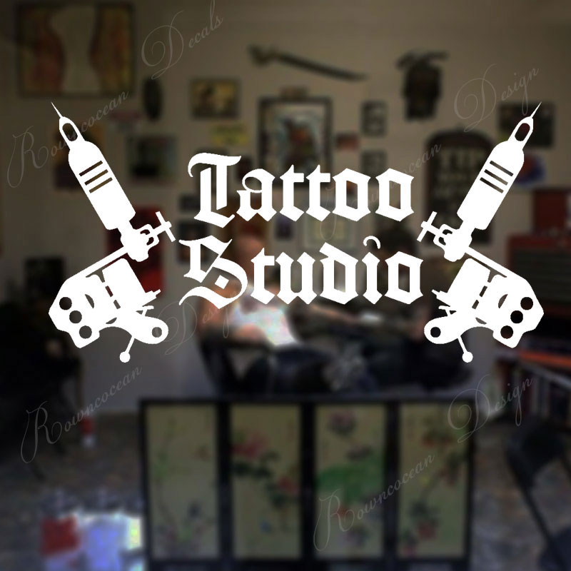 Interior Design Magazine - Tattoo Studio Logo Muurstickers Tattoo Machines
