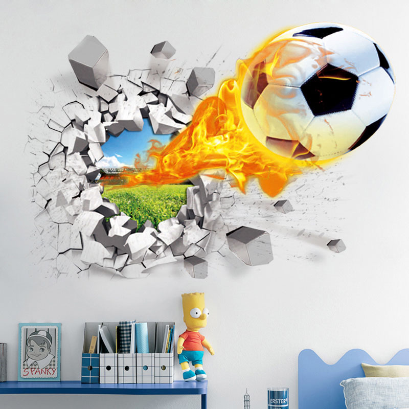 3D Voetbal Gebroken Muursticke - Interior Design Magazine recensie en prijs