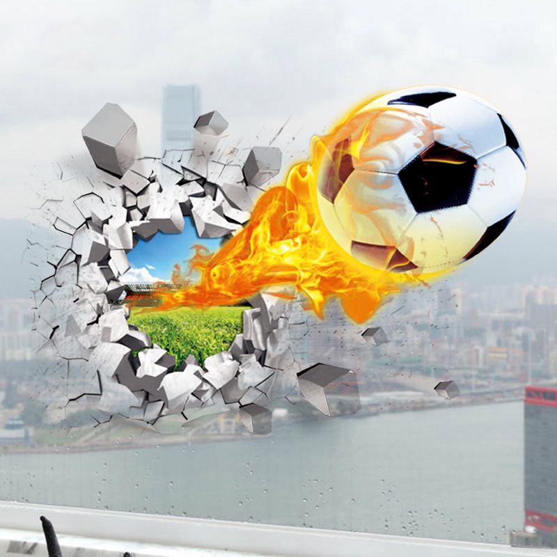 3D Voetbal Gebroken Muursticke - Interior Design Magazine recensie en prijs