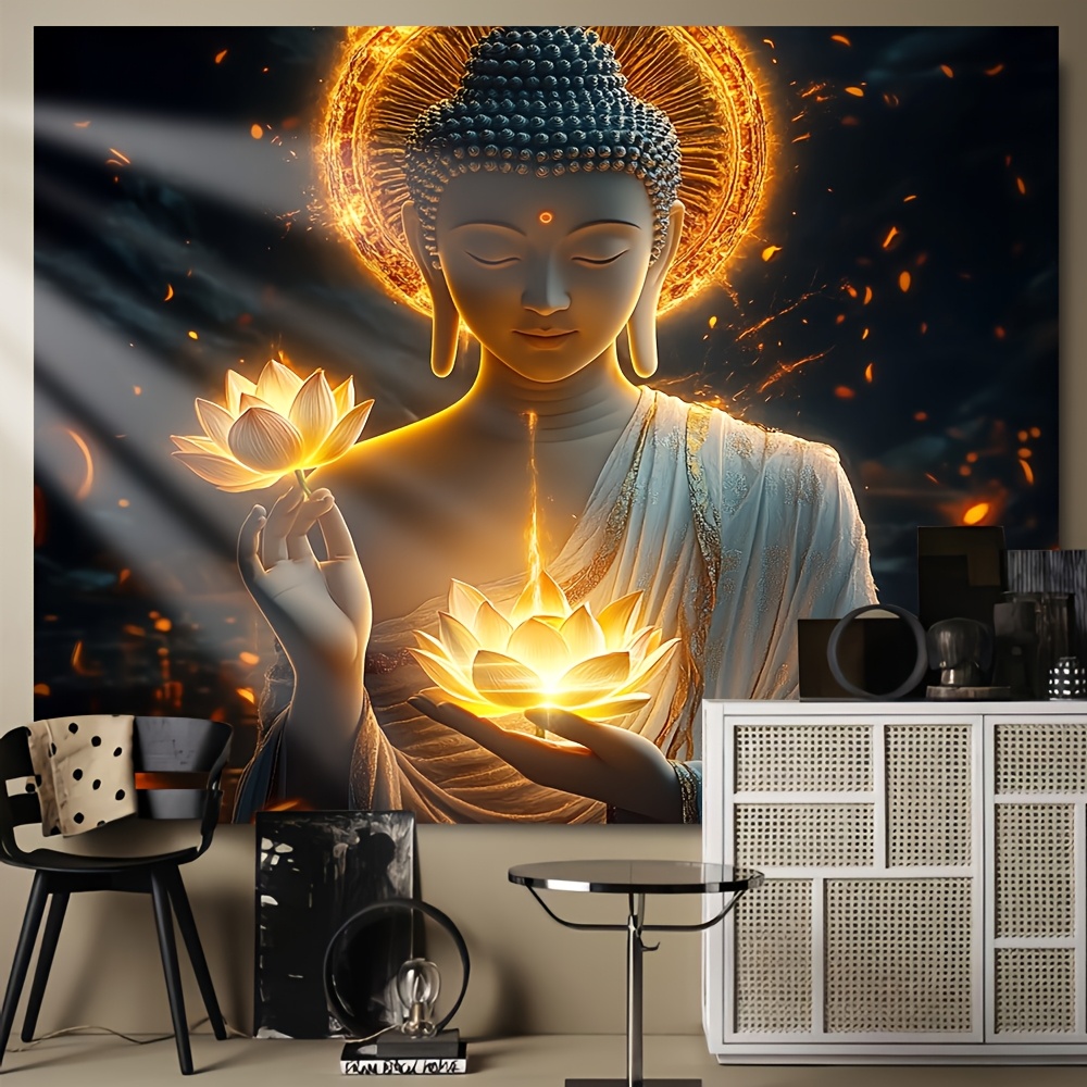 Boeddha met lotusbloem wandkun - Interior Design Zen recensie en prijs
