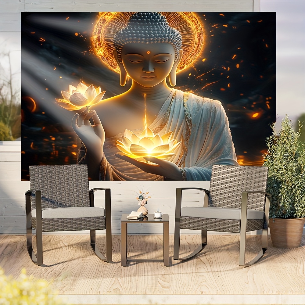 Boeddha met lotusbloem wandkun - Interior Design Zen recensie en prijs